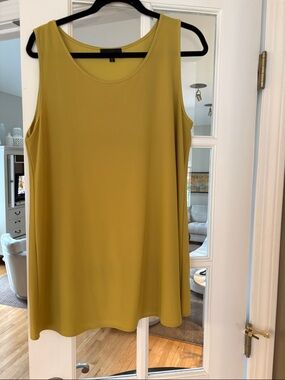 Sun Kim Scoop Neck Stretch Lime Green Swing Sleeveless Swing Tank Women's L